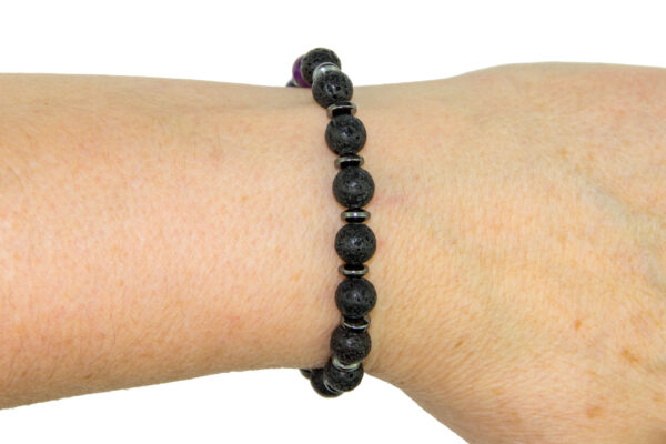 Mixed Chakra Hematite Lava Stone Bracelet - Image 2